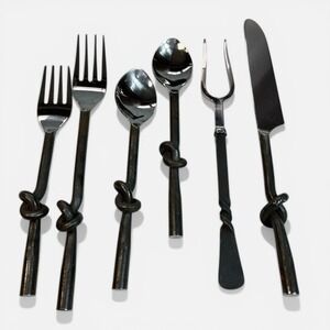 Gourmet Settings NEW GS Twist 6 Piece Charcuterie Serving Set Stainless W Iron